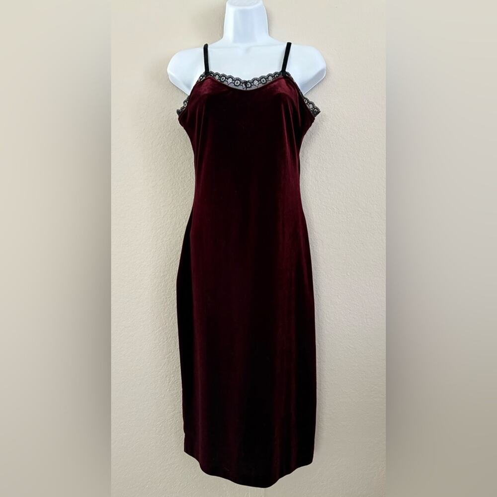 Velvet Slip Strappy Dress Burgundy Made in Italy Size 42 Medium Whimsigoth Fairy